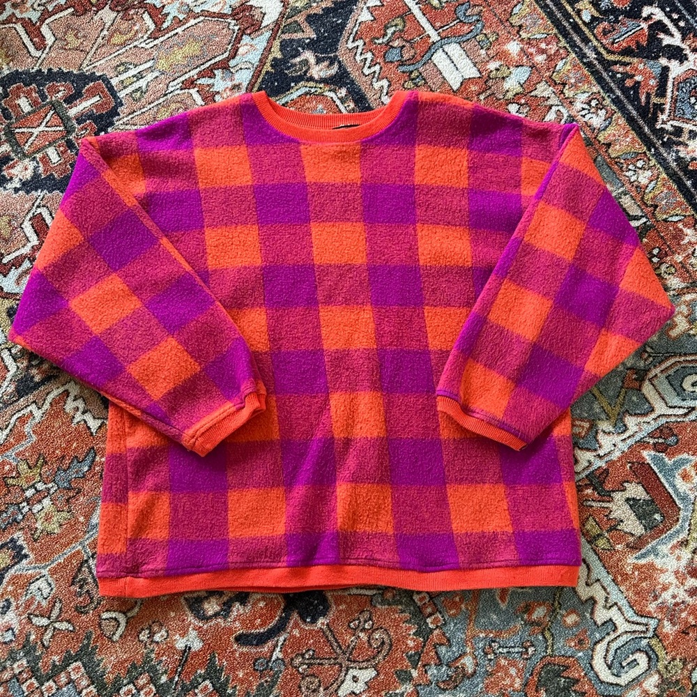 Vintage Orange and Purple Checkered Sweater